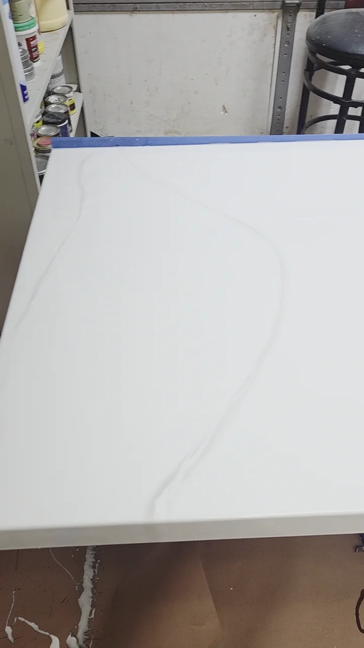 Epoxy countertop finish shown up close